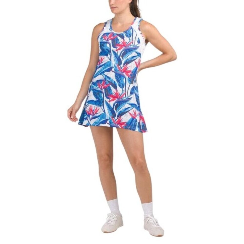 Tail Womens Blue Pink Floral Upf 50 Flounce Hem Mini Tennis Dress Sz XXL New